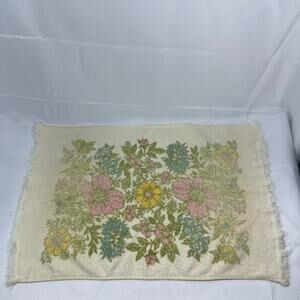 Vintage MCM Mod Floral Fringed Handtowel Dundee